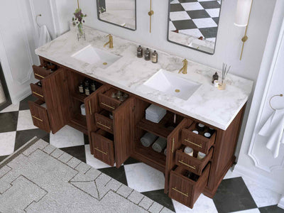 Alys Teak Wood 84 in. W x 22 in. D Double Sink Bathroom Vanity - Willow Bath and Vanity