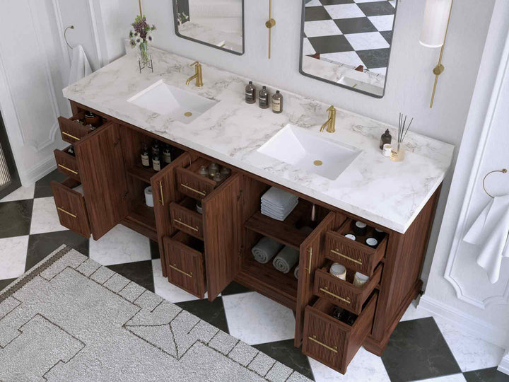 Alys Teak Wood 84 in. W x 22 in. D Double Sink Bathroom Vanity - photo 3