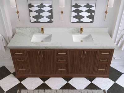 Alys Teak Wood 84 in. W x 22 in. D Double Sink Bathroom Vanity - Willow Bath and Vanity