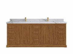 Alys Teak Wood 84 in. W x 22 in. D Double Sink Bathroom Vanity - photo 13