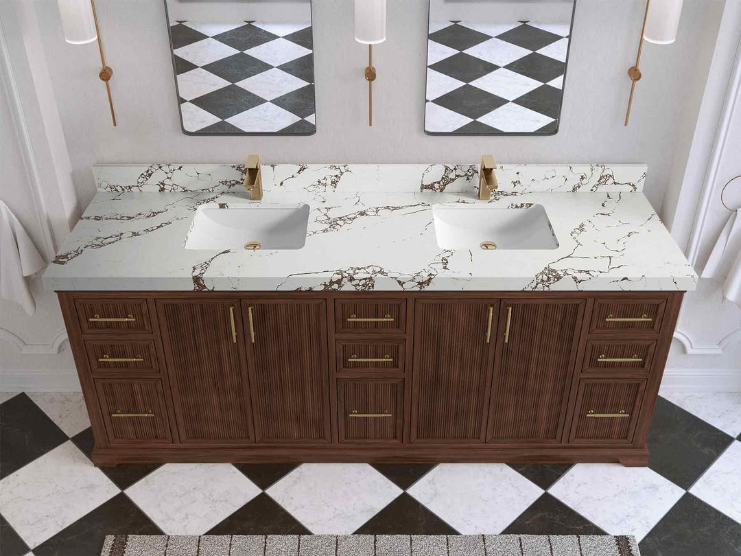 Alys Teak Wood 84 in. W x 22 in. D Double Sink Bathroom Vanity - Willow Bath and Vanity