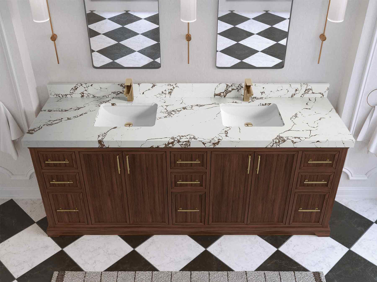 Alys Teak Wood 84 in. W x 22 in. D Double Sink Bathroom Vanity - Willow Bath and Vanity