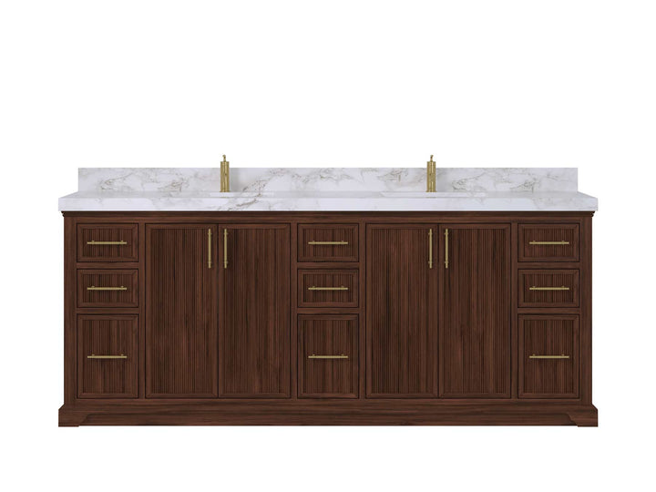 Alys Teak Wood 84 in. W x 22 in. D Double Sink Bathroom Vanity - photo 1