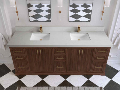 Alys Teak Wood 84 in. W x 22 in. D Double Sink Bathroom Vanity - Willow Bath and Vanity