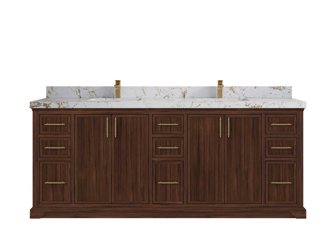 Alys Teak Wood 84 in. W x 22 in. D Double Sink Bathroom Vanity - Willow Bath and Vanity