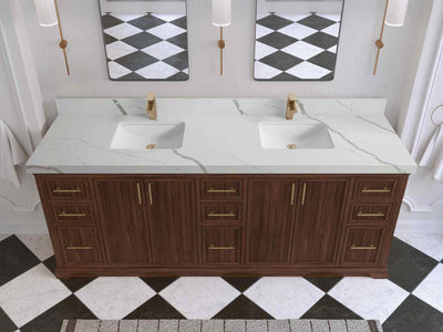 Alys Teak Wood 84 in. W x 22 in. D Double Sink Bathroom Vanity - Willow Bath and Vanity