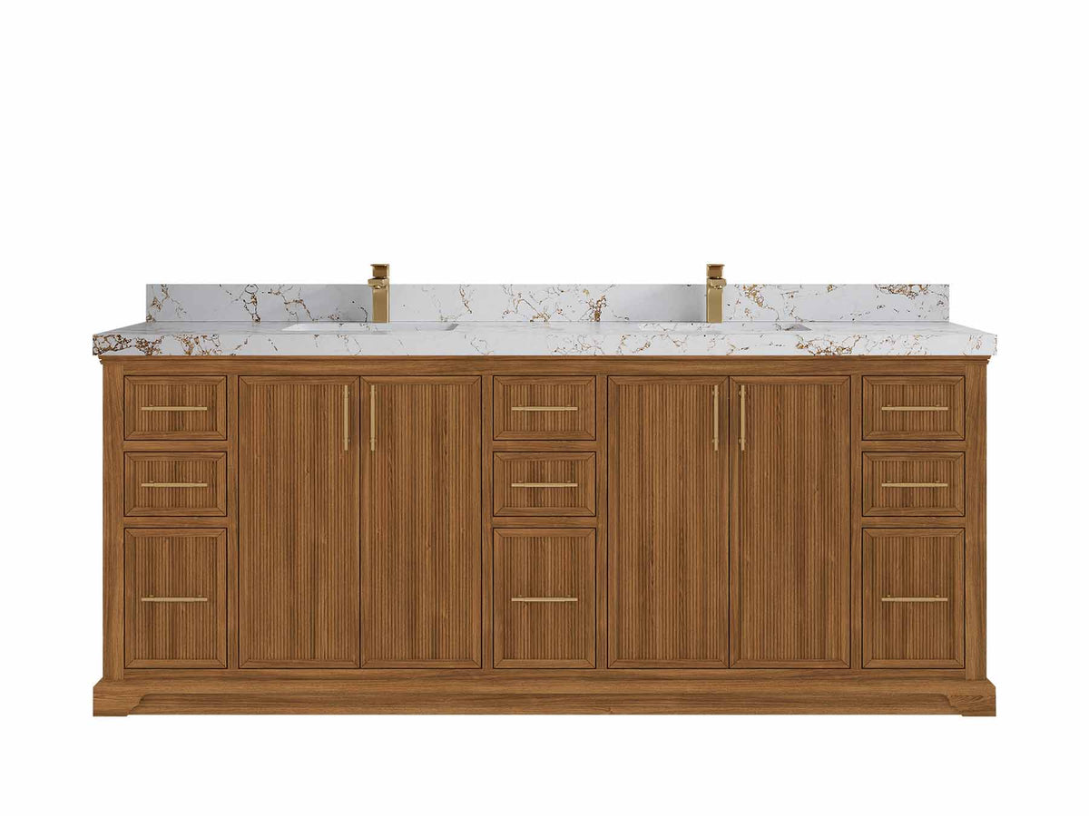 Alys Teak Wood 84 in. W x 22 in. D Double Sink Bathroom Vanity - Willow Bath and Vanity
