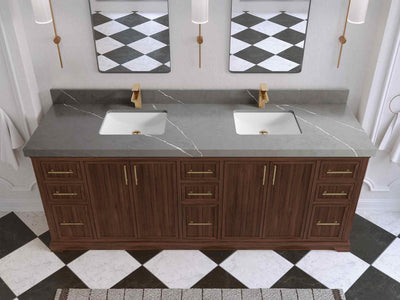 Alys Teak Wood 84 in. W x 22 in. D Double Sink Bathroom Vanity - Willow Bath and Vanity