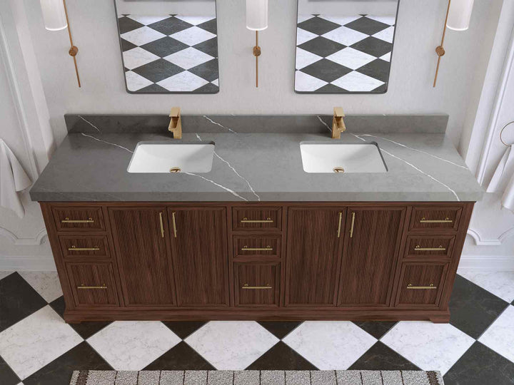 Alys Teak Wood 84 in. W x 22 in. D Double Sink Bathroom Vanity - photo 33