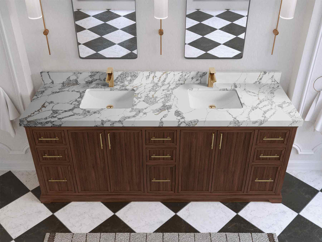 Alys Teak Wood 84 in. W x 22 in. D Double Sink Bathroom Vanity - Willow Bath and Vanity