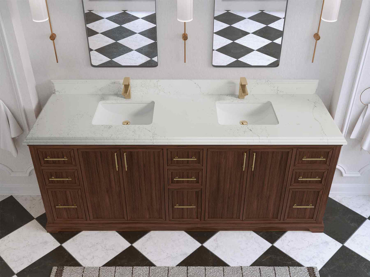 Alys Teak Wood 84 in. W x 22 in. D Double Sink Bathroom Vanity - Willow Bath and Vanity