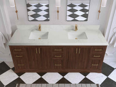 Alys Teak Wood 84 in. W x 22 in. D Double Sink Bathroom Vanity - photo 25