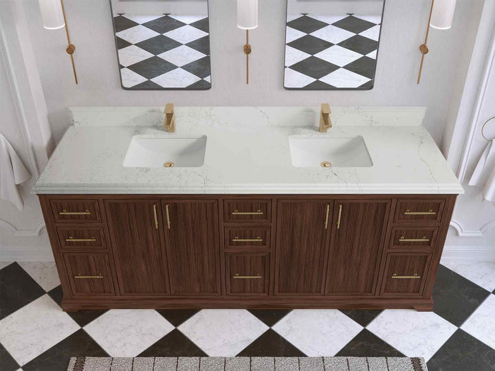 Alys Teak Wood 84 in. W x 22 in. D Double Sink Bathroom Vanity - photo 25