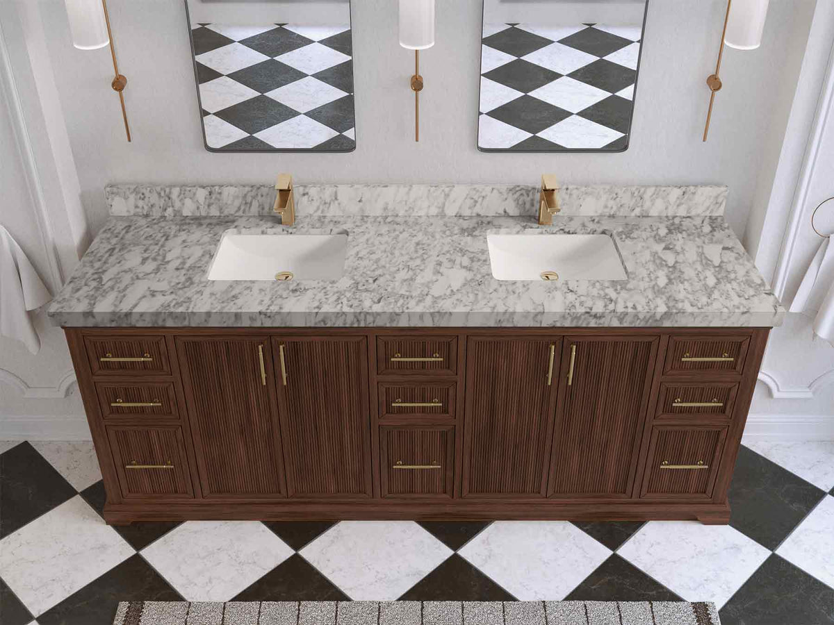 Alys Teak Wood 84 in. W x 22 in. D Double Sink Bathroom Vanity - Willow Bath and Vanity