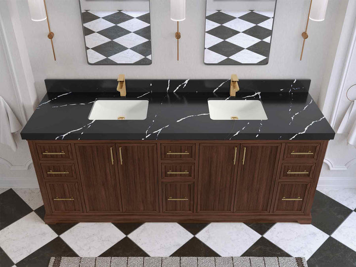 Alys Teak Wood 84 in. W x 22 in. D Double Sink Bathroom Vanity - photo 11