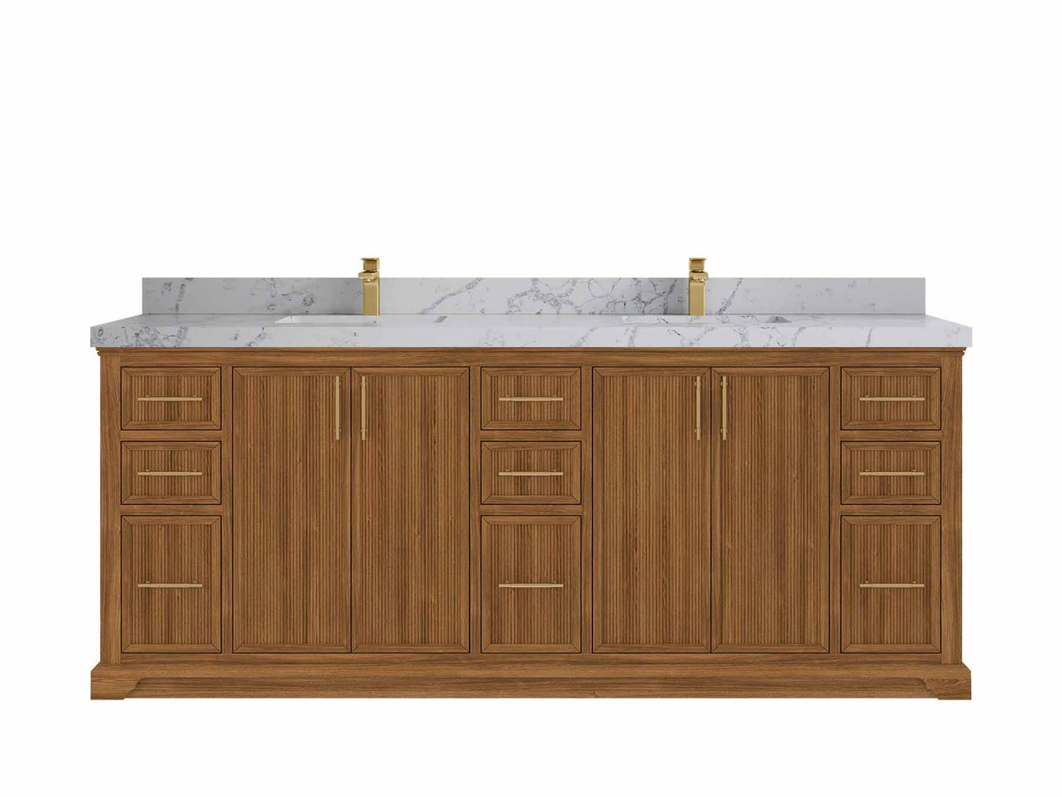 Alys Teak Wood 84 in. W x 22 in. D Double Sink Bathroom Vanity - Willow Bath and Vanity