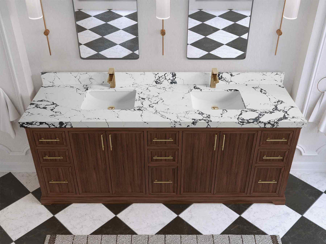 Alys Teak Wood 84 in. W x 22 in. D Double Sink Bathroom Vanity - Willow Bath and Vanity