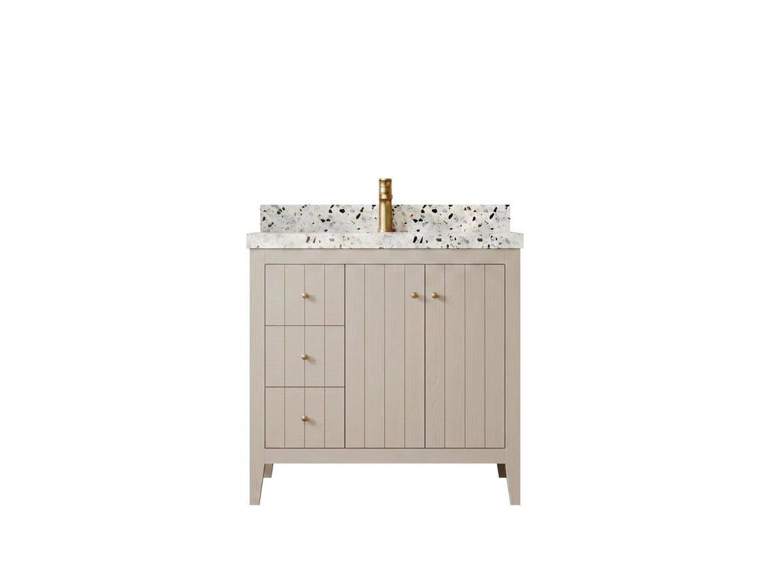 Atlanta 36 in. W x 22 in. D Center Sink Bathroom Vanity for Modern Elegant Bathrooms | 
              
                 Fine Grain Linen Beige
                
                  
             - ATL-CAB-FNG-35R - photo №1