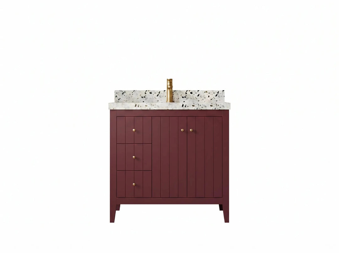 Atlanta 36 in. W x 22 in. D Center Sink Bathroom Vanity for Modern Elegant Bathrooms | 
              
                Burgundy
                
                  
             - ATL-CAB-BGD-35R - photo №1