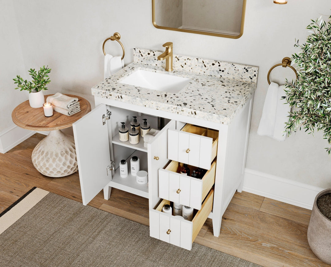 Atlanta 36 in. W x 22 in. D Left Offset Sink Bathroom Vanity | 
              
                White
                
                  
             - ATL-CAB-WH-35L - photo №3