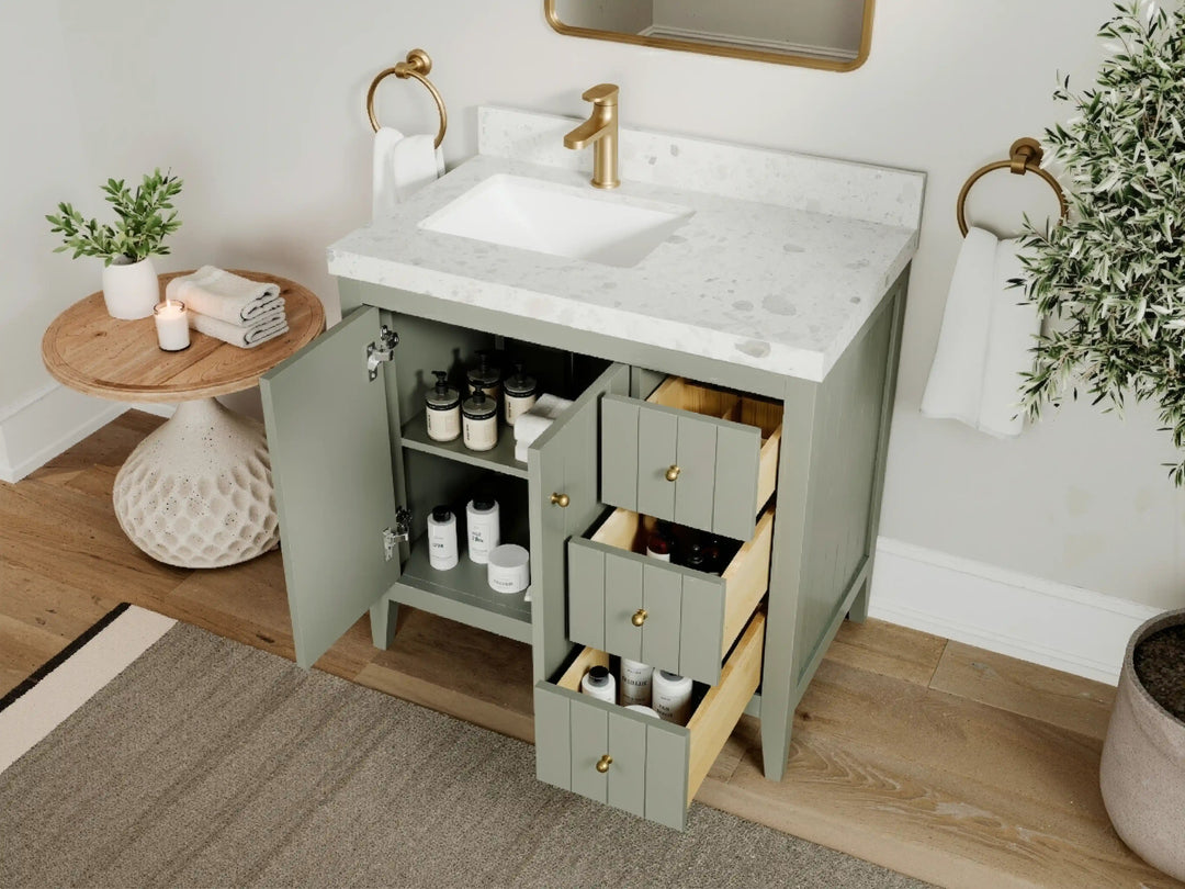 Atlanta 36 in. W x 22 in. D Left Offset Sink Bathroom Vanity - Willow Bath and Vanity