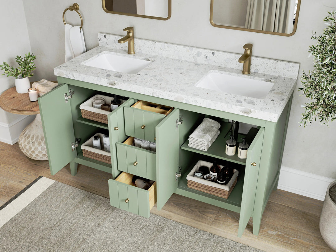 Atlanta 60 in. W x 22 in. D Double Sink Bathroom Vanity - Willow Bath and Vanity