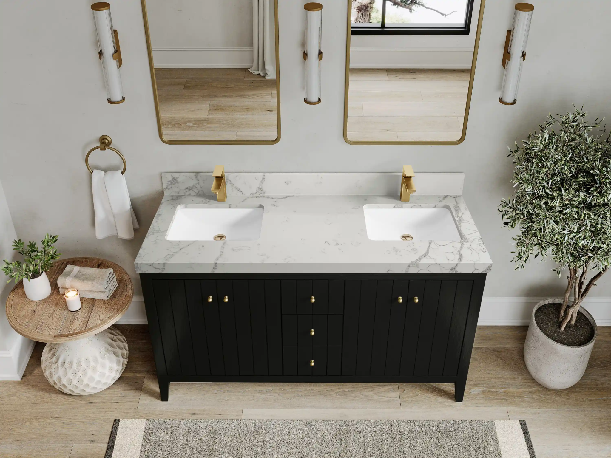 Atlanta 60 in. W x 22 in. D Double Sink Bathroom Vanity - Willow Bath and Vanity