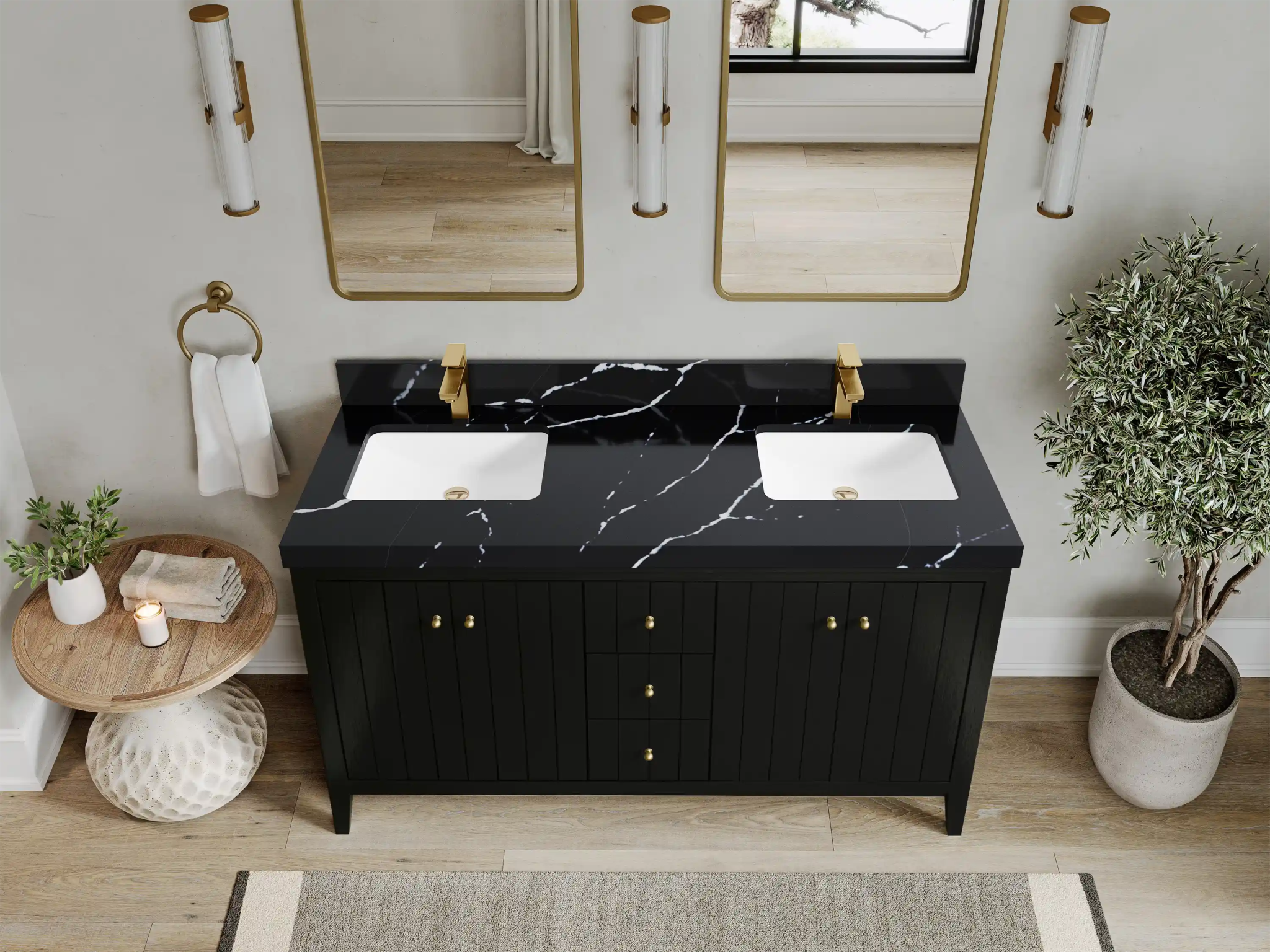 Atlanta 60 in. W x 22 in. D Double Sink Bathroom Vanity - Willow Bath and Vanity
