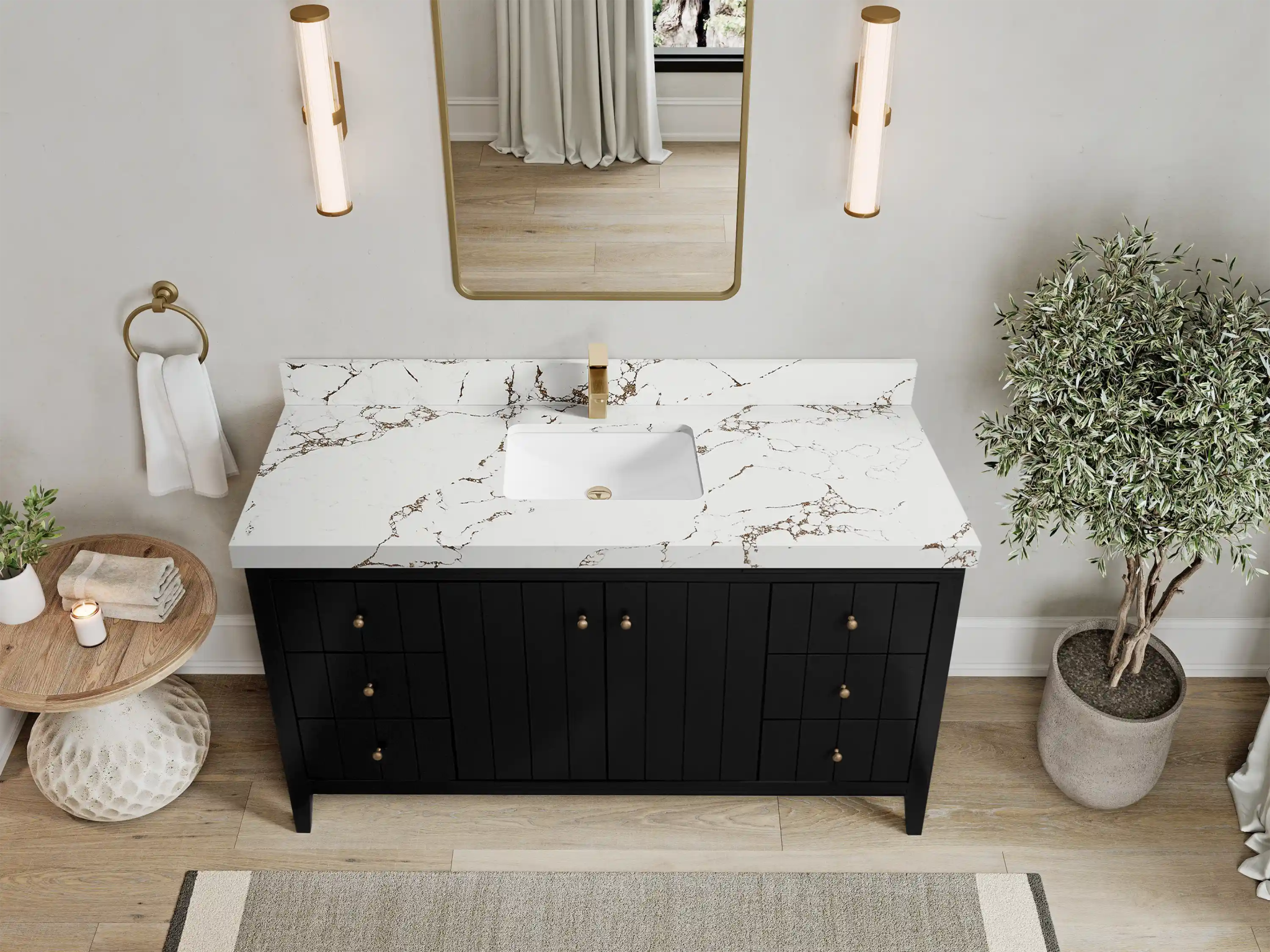 Atlanta 60 in. W x 22 in. D Single Sink Bathroom Vanity BLK - Willow Bath and Vanity