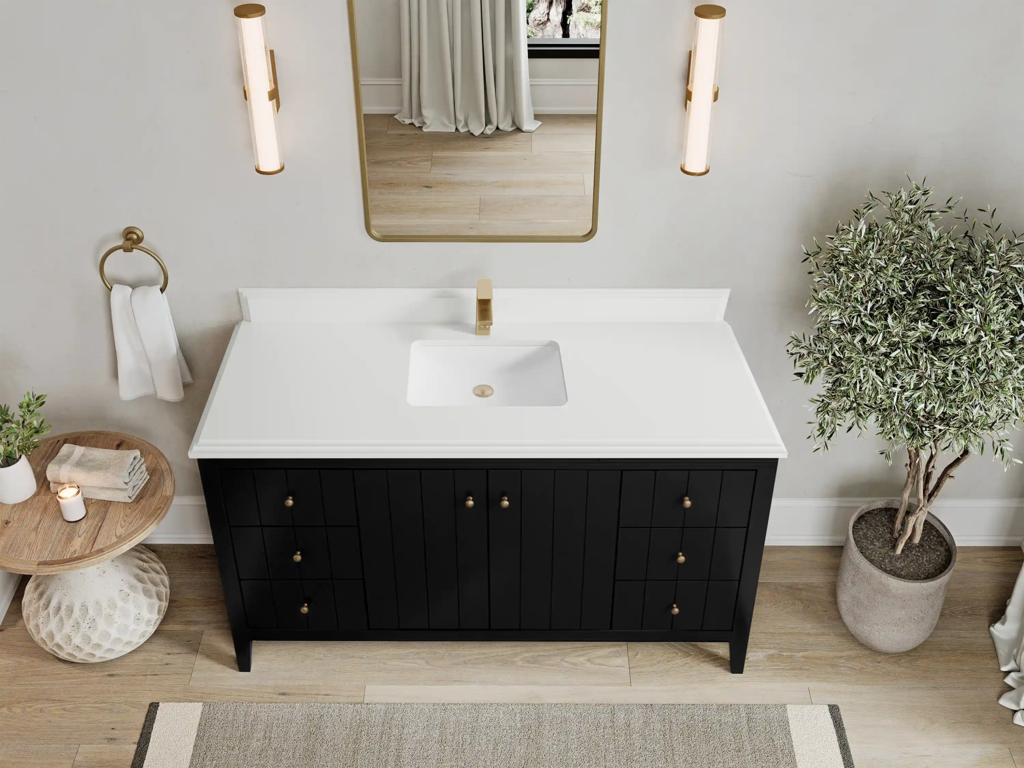 Atlanta 60 in. W x 22 in. D Single Sink Bathroom Vanity BLK - Willow Bath and Vanity