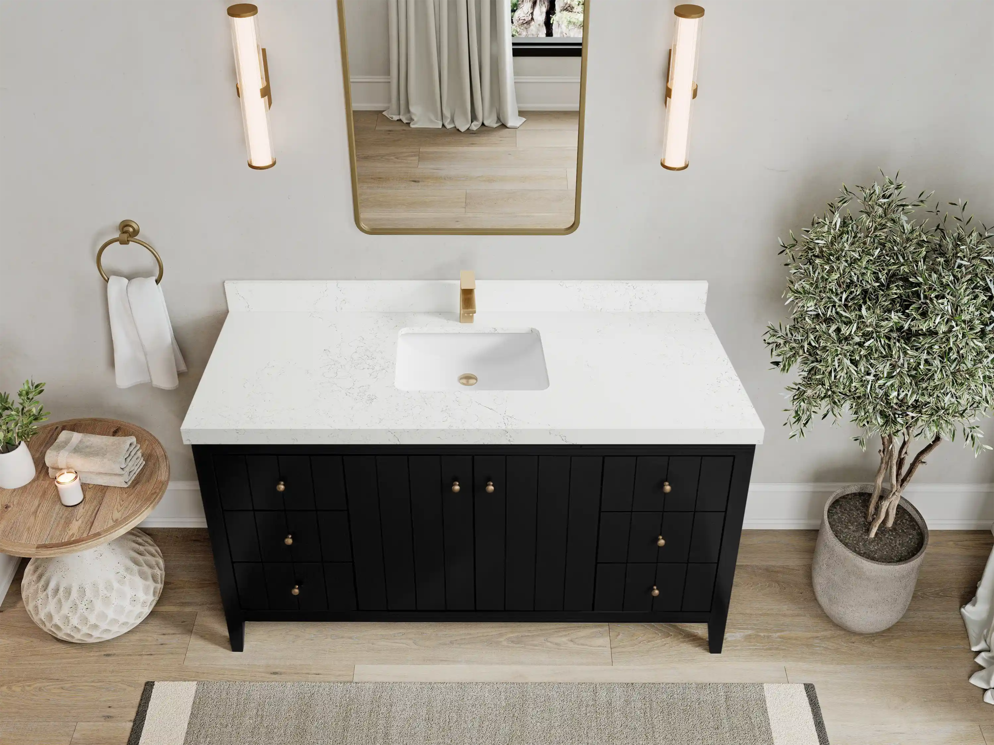 Atlanta 60 in. W x 22 in. D Single Sink Bathroom Vanity BLK - Willow Bath and Vanity