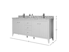 Atlanta 72 in. W x 22 in. D Double Sink Bathroom Vanity - photo 2