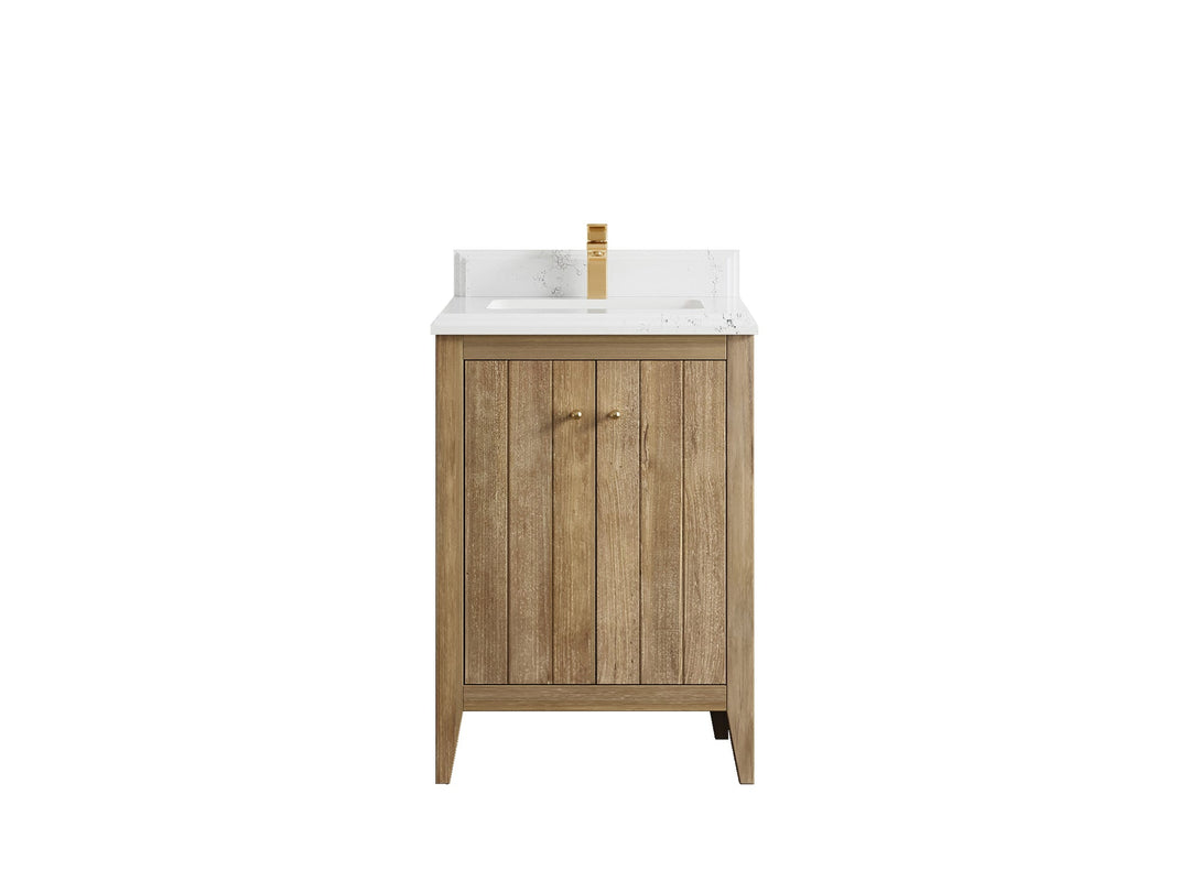 Atlanta Teak Wood 24 in. W x 22 in. D Single Sink Bathroom Vanity - Willow Bath and Vanity