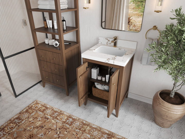Atlanta Teak Wood 24 in. W x 22 in. D Single Sink Bathroom Vanity - photo 3