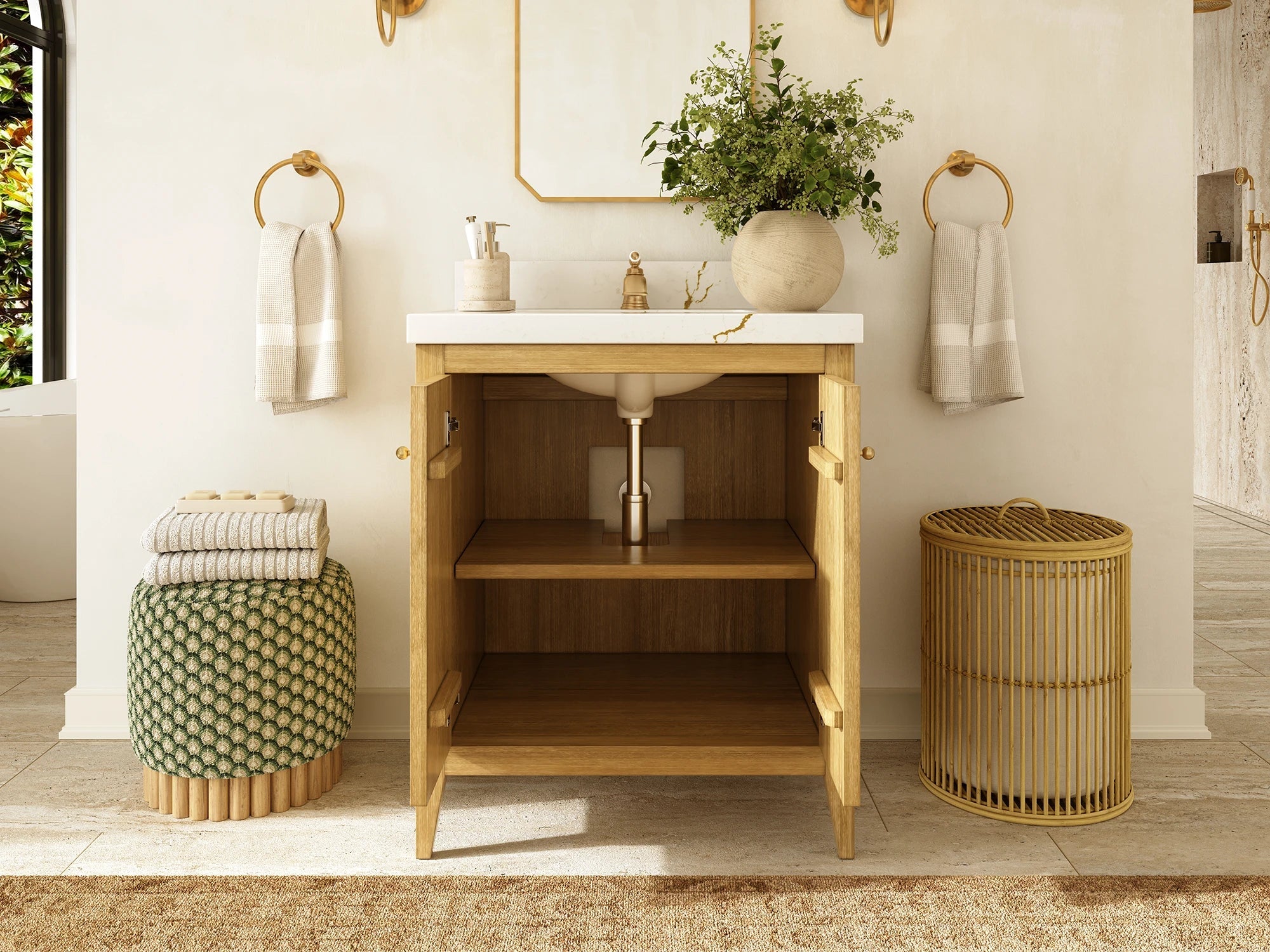 Atlanta Teak Wood 30 in. W x 22 in. D Single Sink Bathroom Vanity - Willow Bath and Vanity