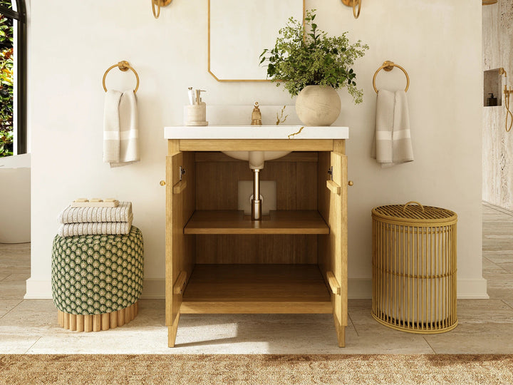 Atlanta Teak Wood 30 in. W x 22 in. D Single Sink Bathroom Vanity - photo 5