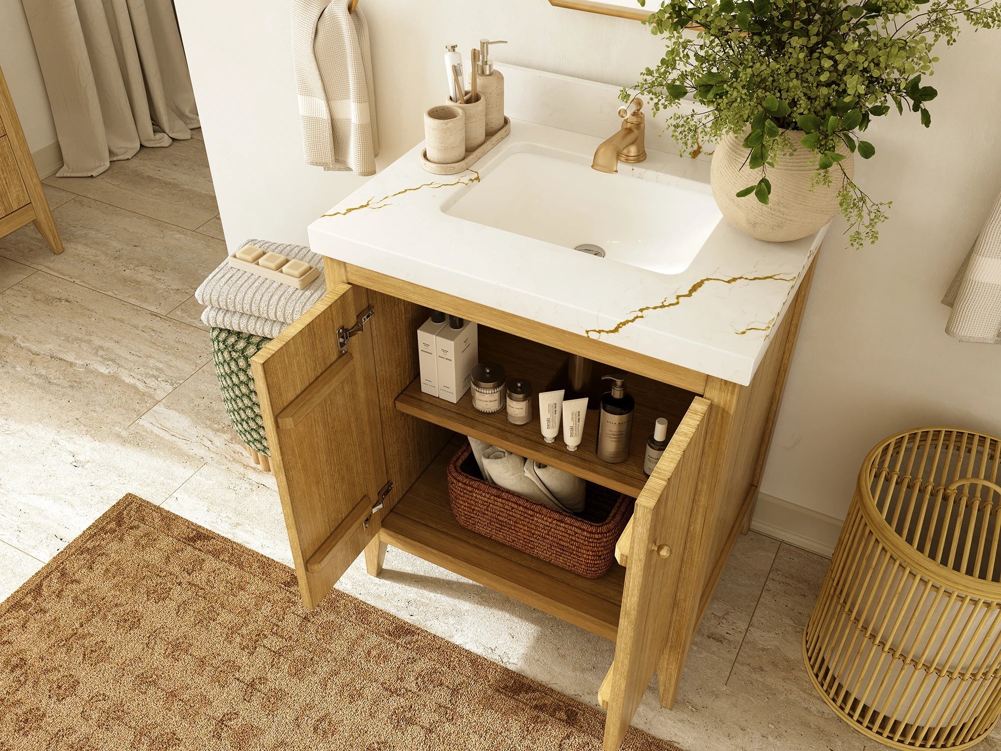 Atlanta Teak Wood 30 in. W x 22 in. D Single Sink Bathroom Vanity - Willow Bath and Vanity
