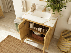 Atlanta Teak Wood 30 in. W x 22 in. D Single Sink Bathroom Vanity - photo 4