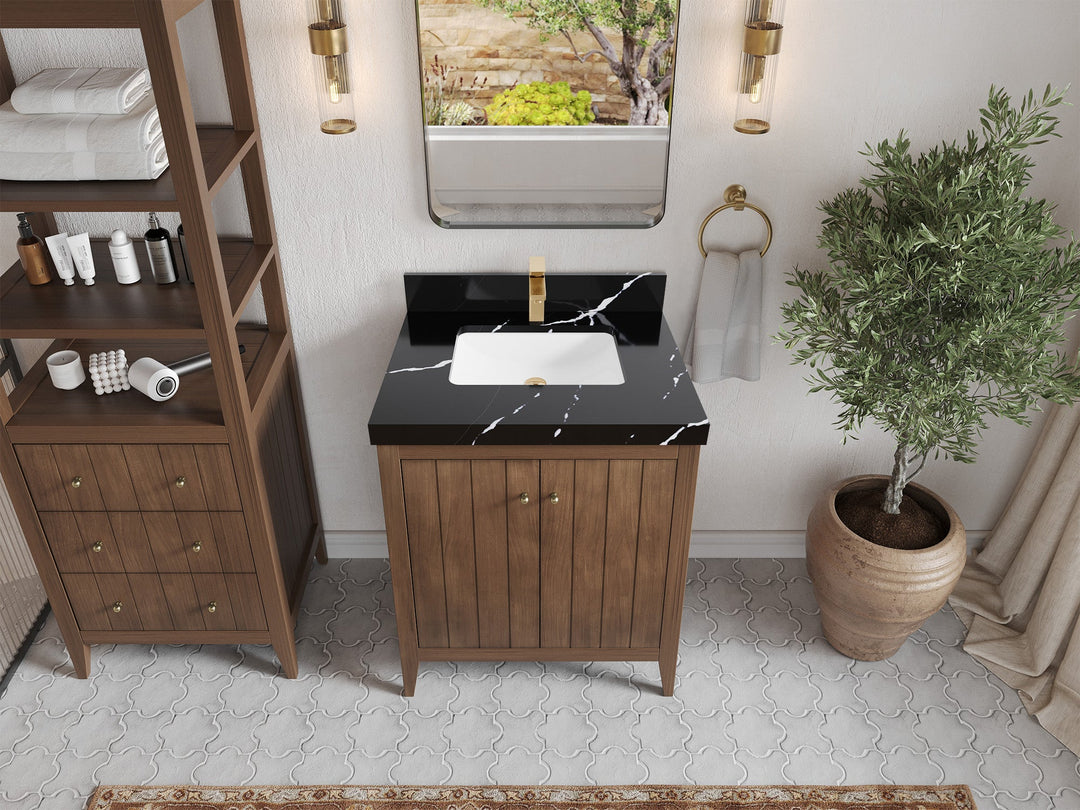 Atlanta Teak Wood 30 in. W x 22 in. D Single Sink Bathroom Vanity - Willow Bath and Vanity
