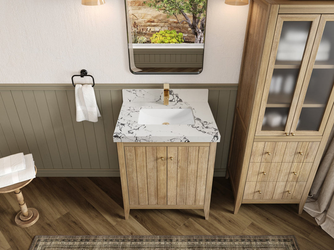 Atlanta Teak Wood 30 in. W x 22 in. D Single Sink Bathroom Vanity - Willow Bath and Vanity