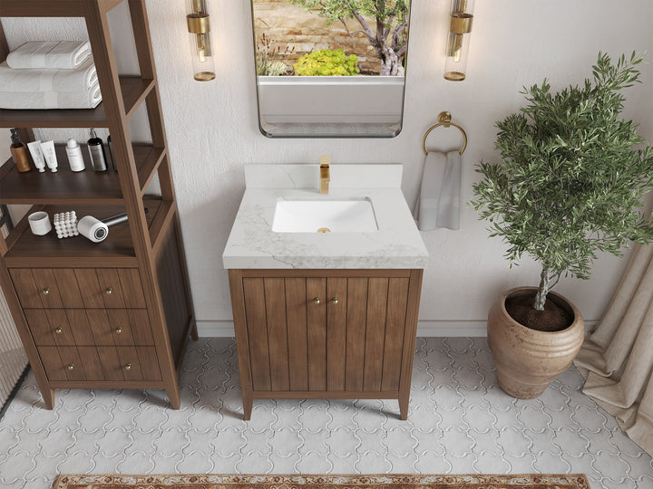 Atlanta Teak Wood 30 in. W x 22 in. D Single Sink Bathroom Vanity - photo 18