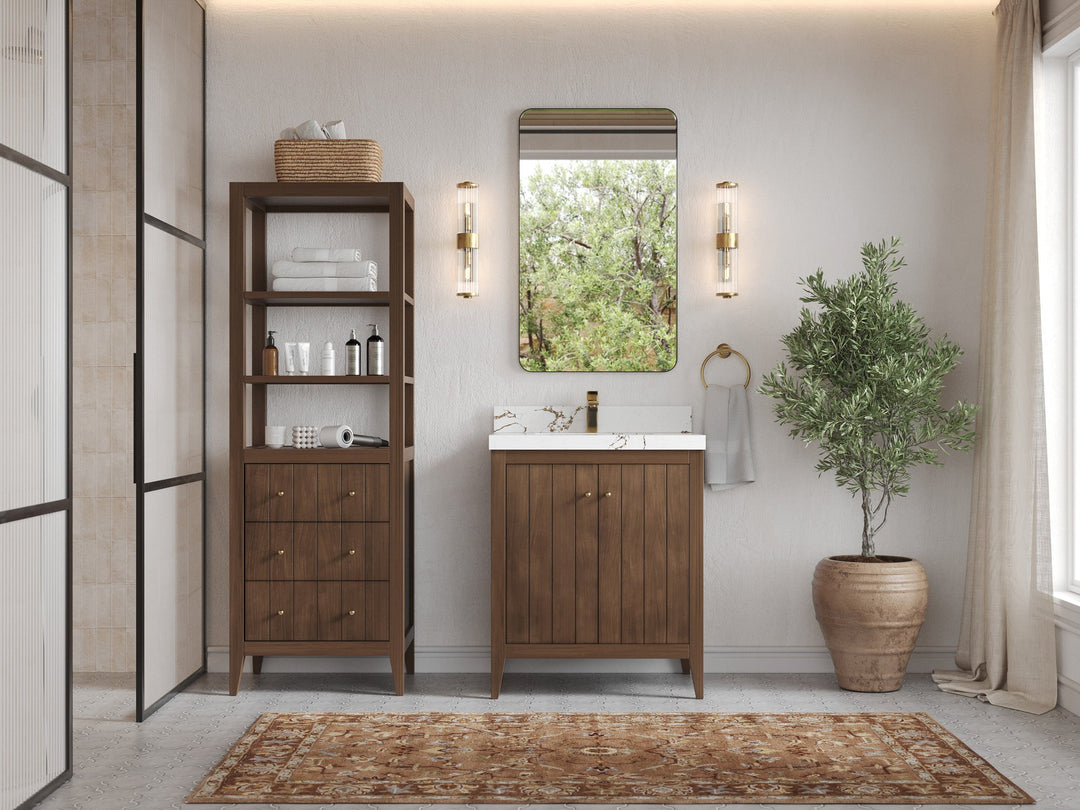 Atlanta Teak Wood 30 in. W x 22 in. D Single Sink Bathroom Vanity - Willow Bath and Vanity
