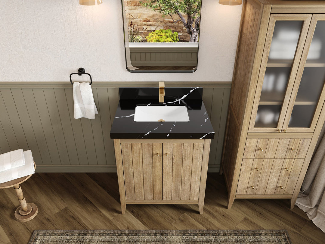 Atlanta Teak Wood 30 in. W x 22 in. D Single Sink Bathroom Vanity - Willow Bath and Vanity
