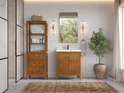 Atlanta Teak Wood 30 in. W x 22 in. D Single Sink Bathroom Vanity - Willow Bath and Vanity