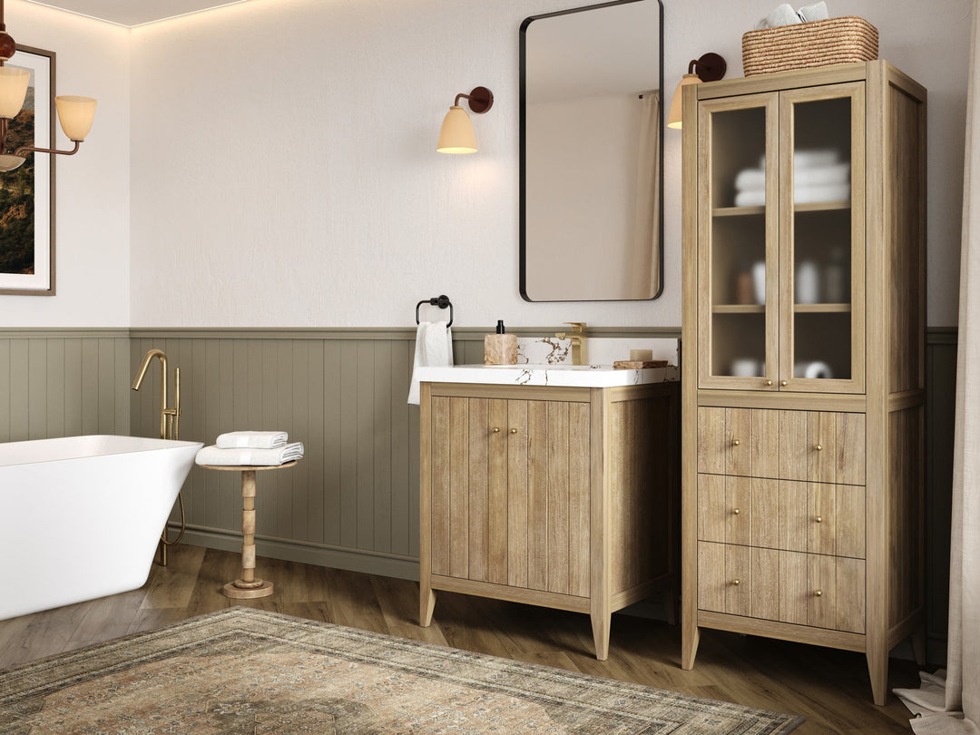 Atlanta Teak Wood 30 in. W x 22 in. D Single Sink Bathroom Vanity - Willow Bath and Vanity