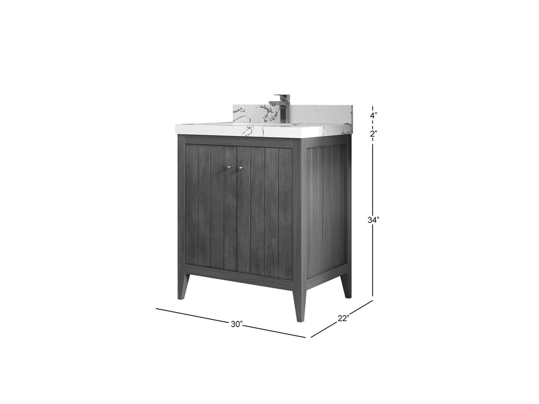 Atlanta Teak Wood 30 in. W x 22 in. D Single Sink Bathroom Vanity - Willow Bath and Vanity