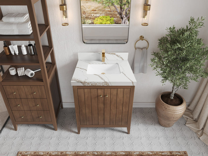 Atlanta Teak Wood 30 in. W x 22 in. D Single Sink Bathroom Vanity - photo 14