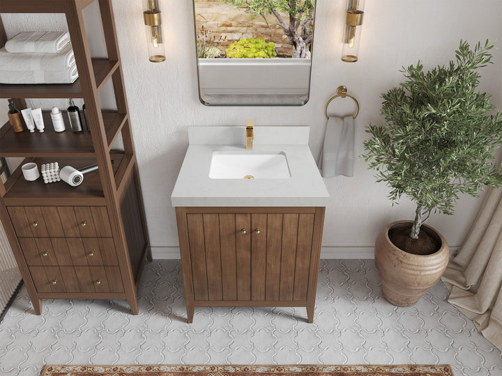 Atlanta Teak Wood 30 in. W x 22 in. D Single Sink Bathroom Vanity - photo 12