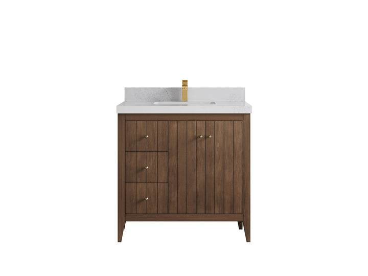 Atlanta Teak Wood 36 in. W x 22 in. D Center Sink Bathroom Vanity - photo 1
