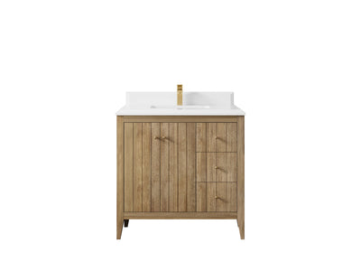 Atlanta Teak Wood 36 in. W x 22 in. D Center Sink Bathroom Vanity - Willow Bath and Vanity